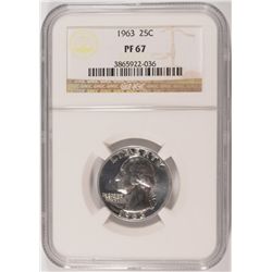 1963 WASHINGTON QUARTER, NGC PROOF-67  SUPER!