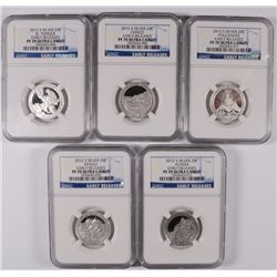2012-S 5 PC SILVER ATB QUARTER SET PF 70 UC ER NGC BLUE LABEL