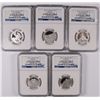 Image 1 : 2012-S 5 PC SILVER ATB QUARTER SET PF 70 UC ER NGC BLUE LABEL