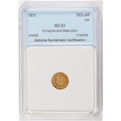 1875 $1 OCTAGON CALIFORNIA GOLD NNC MS-63 VERY SCARCE