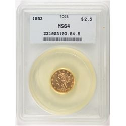1893 $2.50 GOLD LIBERTY TCGS MS-64