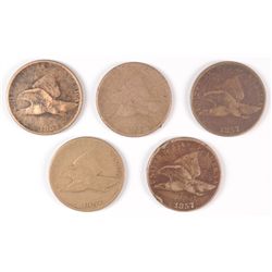 (5) 1857 LOW GRADE FLYING EAGLE CENTS