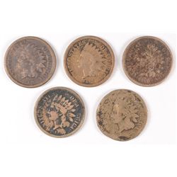 (5) 1860 LOW GRADE INDIAN HEAD CENTS