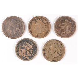 (5) 1860 LOW GRADE INDIAN HEAD CENTS