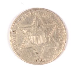 1860 THREE CENT SILVER F/VF