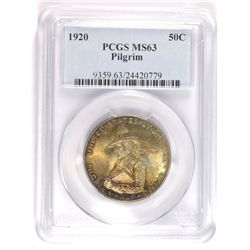 1920 PILGRIM COMMEN HALF DOLLAR PCGS MS-63