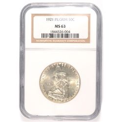 1921 PILGRIM COMMEN HALF DOLLAR NGC MS-63