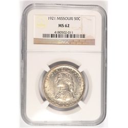 1921 MISSOURI COMMEN HALF DOLLAR NGC MS-62