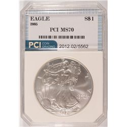 2005 AMERICAN SILVER EAGLE, PCI MS-70!