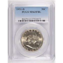 1951-D FRANKLIN HALF DOLLAR, PCGS MS-63 FBL