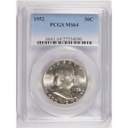 1952 FRANKLIN HALF DOLLAR, PCGS-MS-64
