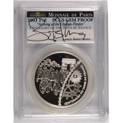 2003 PARIS TOUR DE FRANCE (ARRIVING AT THE CHAMPS) PCGS (SIGNED BY LANCE ARMSTRO