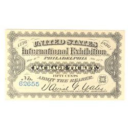 1876 US INTERNATIONAL EXHIBITION (NO OVERPRINT, BLUE SERIAL #)
