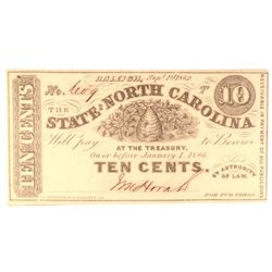 1862 TEN CENT STATE OF NORTH CAROLINA