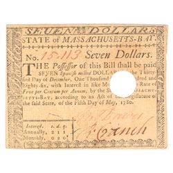 1780 $7 COLONIAL MASSACHUSSETTS