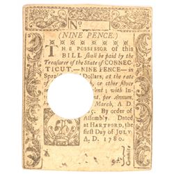 1780 NINE PENCE COLONIAL CONNECTICUT