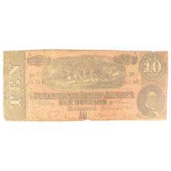 1864 $10 CONFEDERATE STATES OF AMERICA