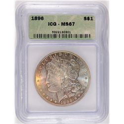 1896 MORGAN DOLLAR ICG MS-67 RAINBOW COLOR OBVERSE VERY NICE STRIKE