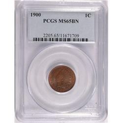 1900 INDIAN HEAD CENT PCGS MS65BN STILL SHOWS SOME RED