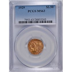 1929 $2.50 GOLD INDIAN PCGS MS-63