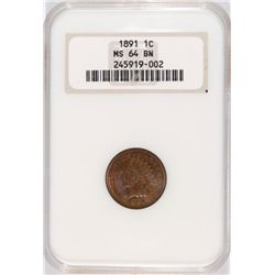1891 INDIAN HEAD CENT MS-64 BN
