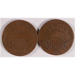 (2) TWO CENT PCS (64, 65)
