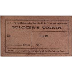 CONFEDERATE (SOLDIERS RAILROAD TICKET) VERY RARE