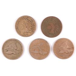 (5) INDIAN HEAD CENTS (57, 58, 58 SL, 59, 68)