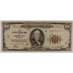 1929 $100 NATIONAL KANSAS CITY, MO