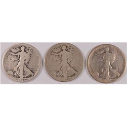 DEALER LOT: ( 3 ) 1921 WALKING LIBERTY HALF DOLLARS, CIRCULATED