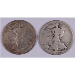DEALER LOT: ( 2 ) 1921-D WALKING LIBERTY HALF DOLLARS,  CIRCULATED