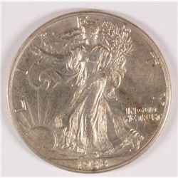 1938-D WALKING LIBERTY HALF DOLLAR, AU-55+  NICE