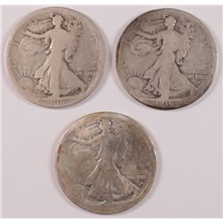( 3 ) 1916-D WALKING LIBERTY HALF DOLLARS,  NICE CIRCULATED