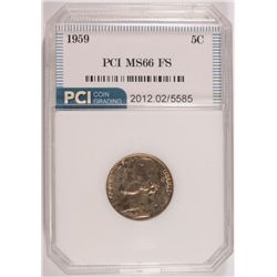 1959 JEFFERSON NICKEL, PCI MS-66 FULL STEPS! RARE!  TRENDS FOR  $1500.00