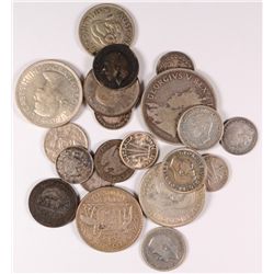 LOT OF ( 20 ) SILVER FOREIGN COINS, SOME OLDER DATES
