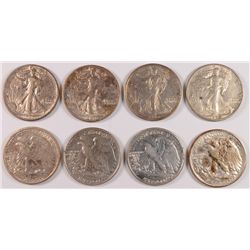 DEALER LOT OF ( 8 ) WALKING LIBERTY HALF DOLLARS,
