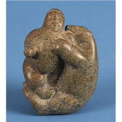 Inuit Sculpture, Bear Eating an Inuk - Unsigned  3 3/4" H. 5 1/2" Deep  Good Condition