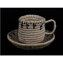 Lillooet Basketry Cup and Saucer Set 5" D. 3 2/4" H.  Good Condition
