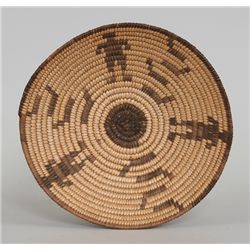 Pima Figural Willow Basketry Tray 9" D.  Good Condition