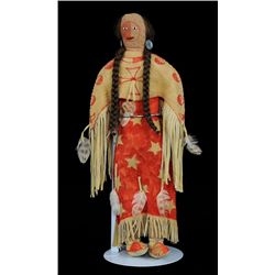 Plains Doll Dressed in Traditional Attire Made by Ray McKeowan - "People of the Buffalo" 13 3/4" H. 