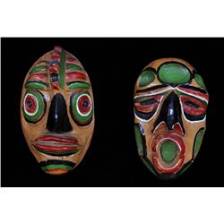 Two Salish Plaster Masks; Medicine Man 3 1/4"x 5 3/8" and Wild Woman 3 3/8"x 5 7/8" From Capilano Ca