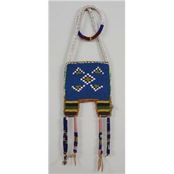 Blackfoot Fully Beaded Bag with Different Geometric Design on Each Side with Eight Trade and Brass B