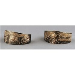 Two Northwest Coast Child's Bracelets, One with Hummingbird Design, the Other with Whale Design  - J