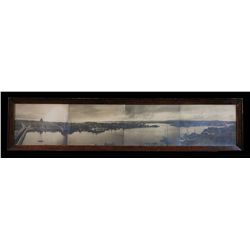 Early Panoramic Photos of Victoria Harbour, Framed by  C.H, Smith & Co. Victoria 9"x 39 1/2" Framed 