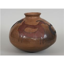 Southwest Pottery Olla with Painted Goat Motif 13" D. 10" H.  Good Condition