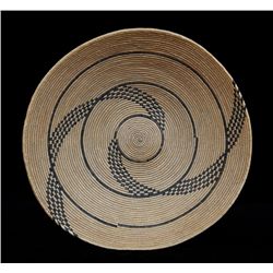 Southern Paiute Coiled Basket, Swirl Design 14 1/2" D. 3 1/2" H.  Good Condition