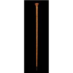 Tlingit Basketry Covered Grass and Spruce Root Cane with Swirl Design On Handle and Carbine Shell Ca