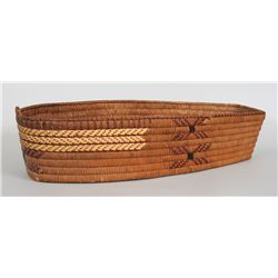 Mt. Currie Basketry Cradle with Geometric Design - John Spangler Estate 22 3/4" L. 9 3/4" W. 5 3/4" 