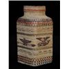 Image 2 : Very Finely Woven Makah Basketry Covered Jar with Eagle Holding Arrow and Whale Design - John Spangl