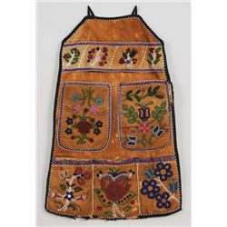 19TH C. Athabaskan Beaded Wall Pouch, Floral Design 16"x 24"  Good Condition, Edge Loss